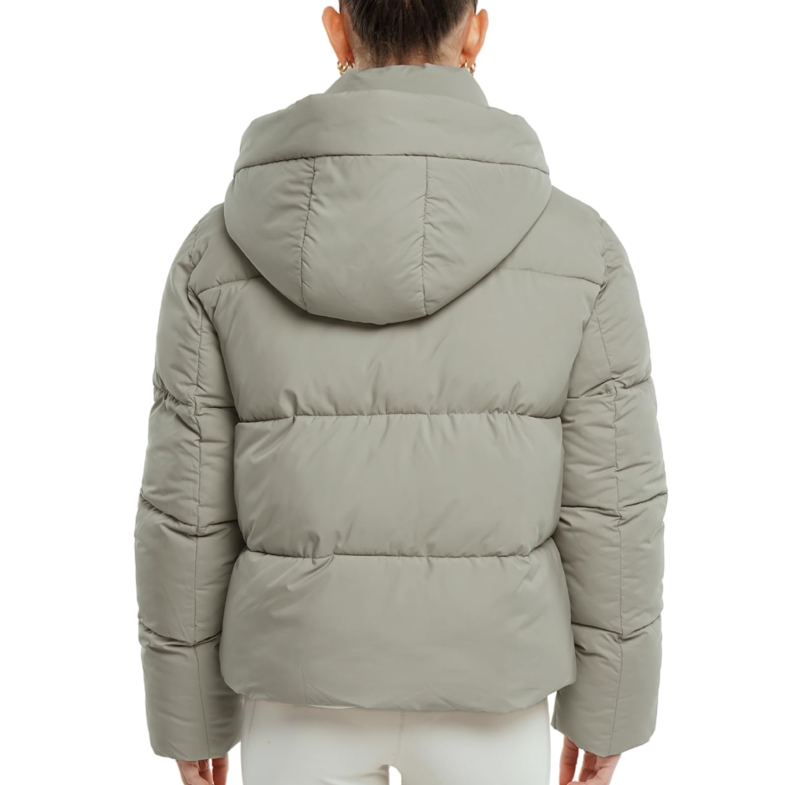 Warm Core Premium Short Puffer Jackets with Removable Hood & Optional Faux Fur Linging, Lady Casual Outerwear Longsleeves Zip Pockets Warm Quilted Coat