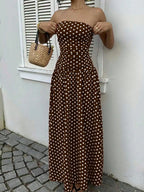 Women's Polka Dot Printed Ruched Waist Sleeveless Halter Dress, Elegant All Season Fashion, Perfect for Casual Wear, Stylish and Comfortable, Casual Fashion Chic, Casual Chic Outfit