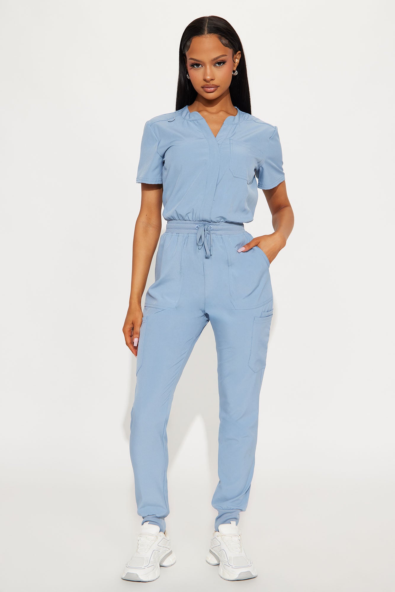 Full Shift Stretch Jogger Scrub Uniform Jumpsuit - Black