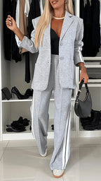 Women's Formal Fashion Set Lapel Long Sleeve Casual Suit