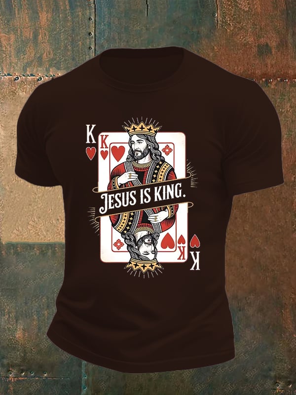 Men's  Jesus Is King Christian  Print T-Shirt