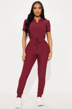 Full Shift Stretch Jogger Scrub Uniform Jumpsuit - Black