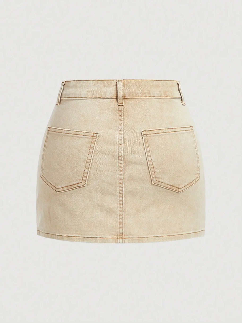 Women's Denim Skirt, Slim-Fitting High-Waist Short Skirt, Basic Casual A-Type Design, Button Closure, Plain Pattern, Summer Fashion