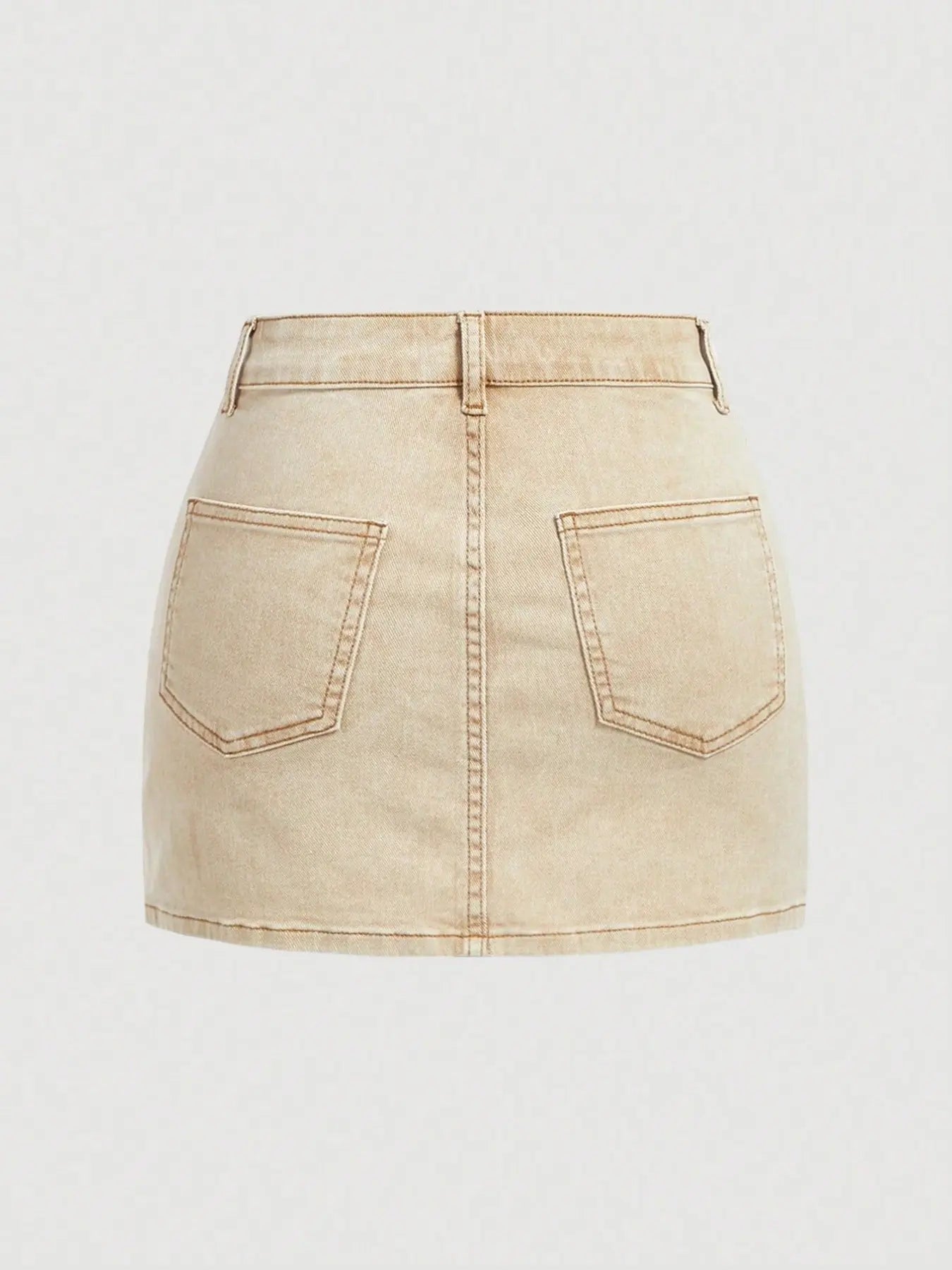 Women's Denim Skirt, Slim-Fitting High-Waist Short Skirt, Basic Casual A-Type Design, Button Closure, Plain Pattern, Summer Fashion