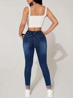 Womens Drawstring Washing Casual Jeanst