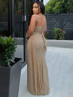 Women’s Crochet Maxi Dress with Fringe Detail, Boho Style Backless Halter Dress for Beach Party Vacation, Summer Resort Wear