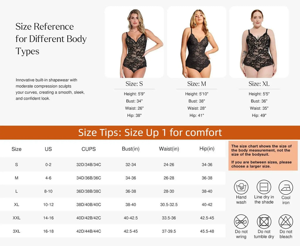 Popilush Basic Full Lace Built in Shapewear Bodysuit Women Vneck Compression Sleeveless Thong Tummy Control Backless Adjustable Sexy Bodysuit Womenswear Summervibe