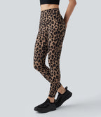 UltraSculptTM Leopard Print High Waisted Tummy Control Yoga Leggings with Pockets