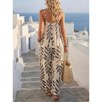 Women's Casual Chic Bohemian Printed Loose One-Piece Jumpsuit, Summer Fashion Sleeveless Jumpsuit, Comfortable and Stylish Boho Overall