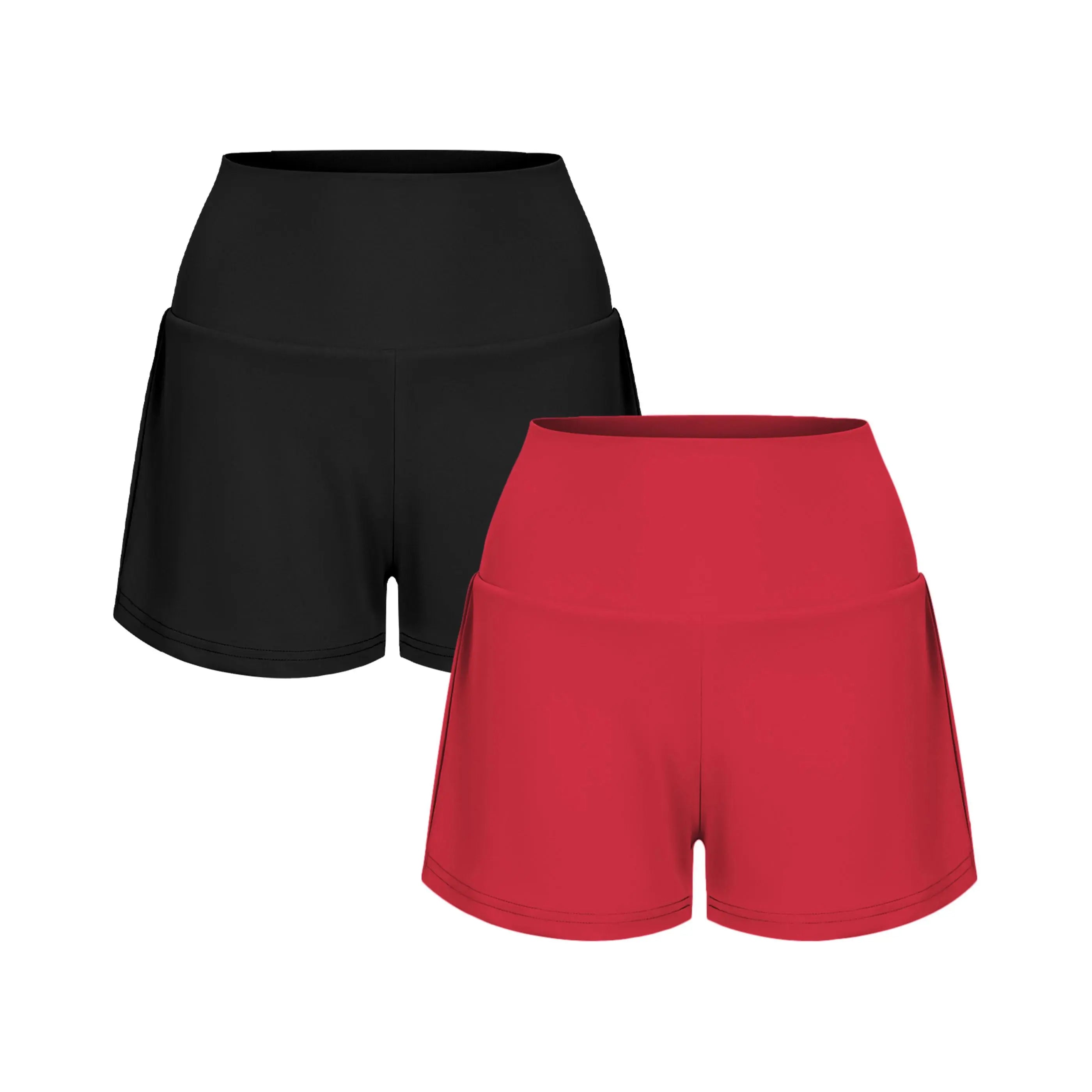 2-Piece Super High Waisted Back Pocket & Side Hidden Pocket 2-in-1 Yoga Shorts 3" Set