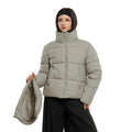 Warm Core Premium Short Puffer Jackets with Removable Hood & Optional Faux Fur Linging, Lady Casual Outerwear Longsleeves Zip Pockets Warm Quilted Coat