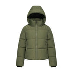 Warm Core Premium Short Puffer Jackets with Removable Hood & Optional Faux Fur Linging, Lady Casual Outerwear Longsleeves Zip Pockets Warm Quilted Coat