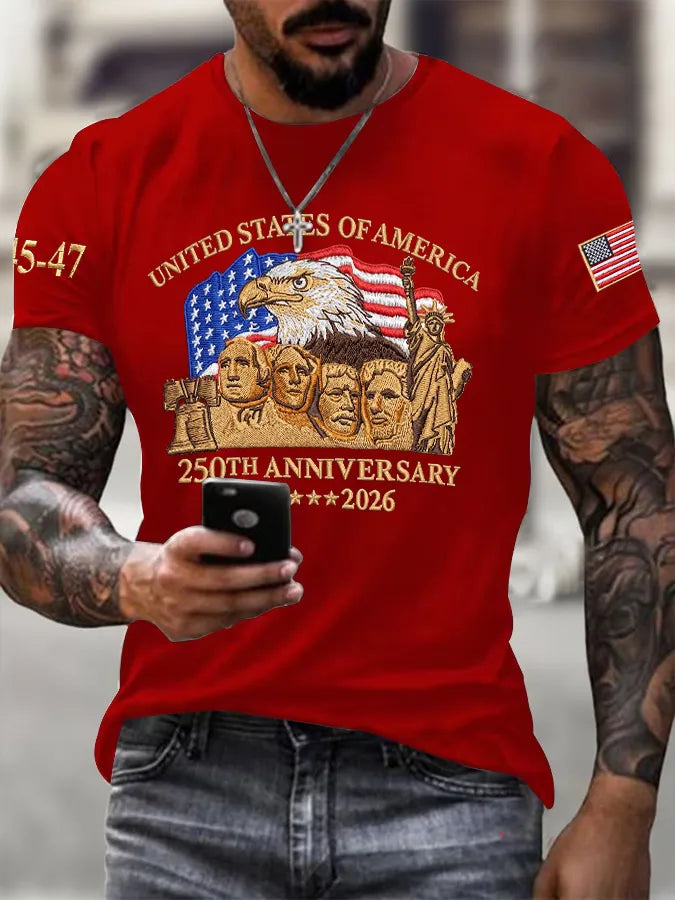 Men's Retro United States Of America 250th Anniversary Print T-Shirt