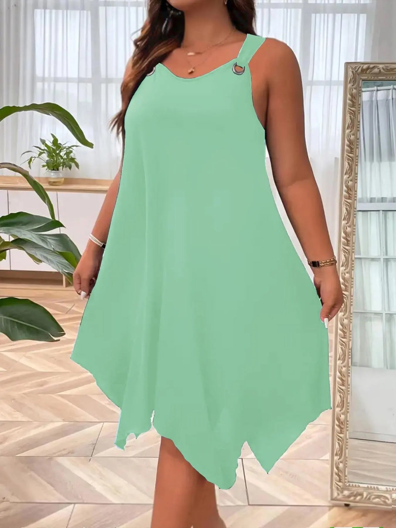 [Plus Size] Solid Color Tank Dress, Casual Sleeveless Dress for Daily Wear, Women's Plus Clothing for Summer, Bodycon Tank Dress