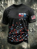 Men's Red Wine & 250 Years Of Freedom Printed Casual T-shirt