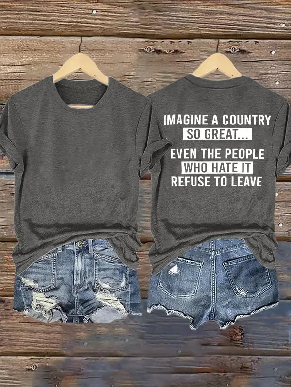 Women's   IMAGINE A COUNTRY  Print T-Shirt