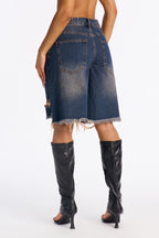 Burnt Out Tinted Denim Jorts - Dark Wash
