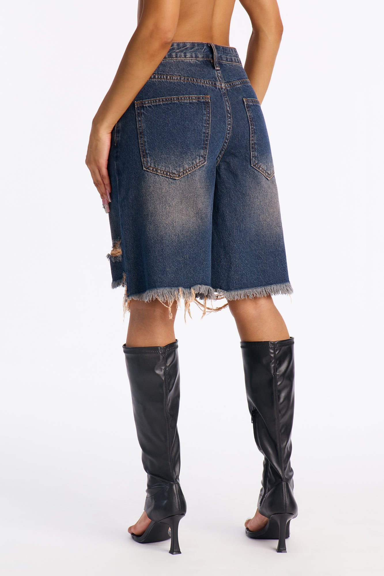 Burnt Out Tinted Denim Jorts - Dark Wash