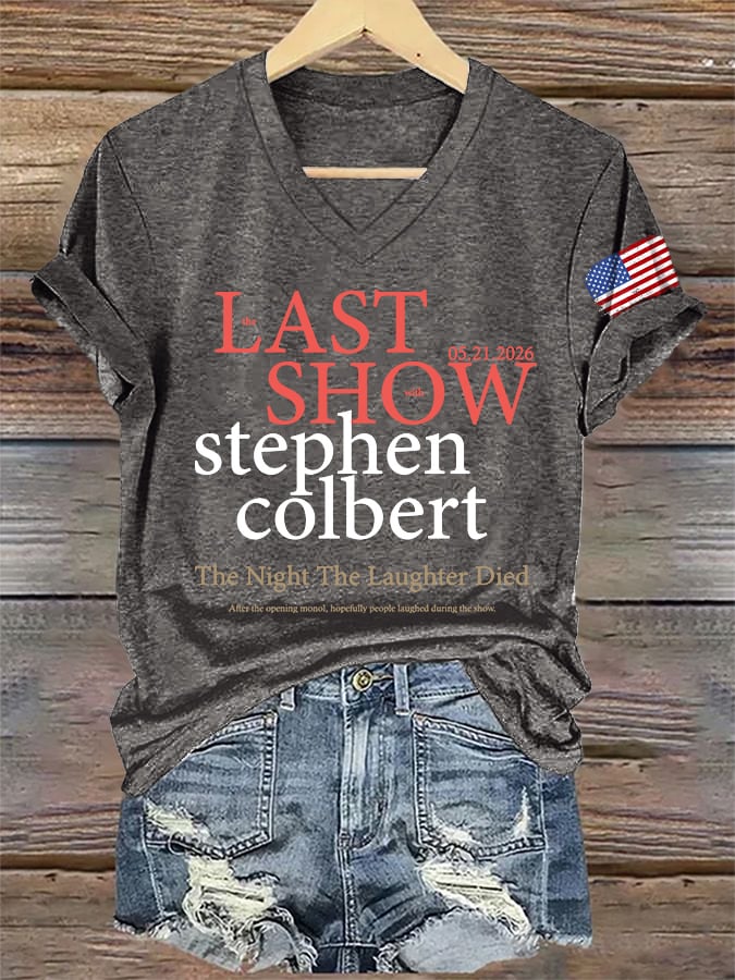 🔥Buy 3 Get 15% Off🔥V-Neck Retro Last Show 05.21.2026 The Night The Laughter Died After The Opening Monol, Hopefully People Laughed During The Show Print T-Shirt