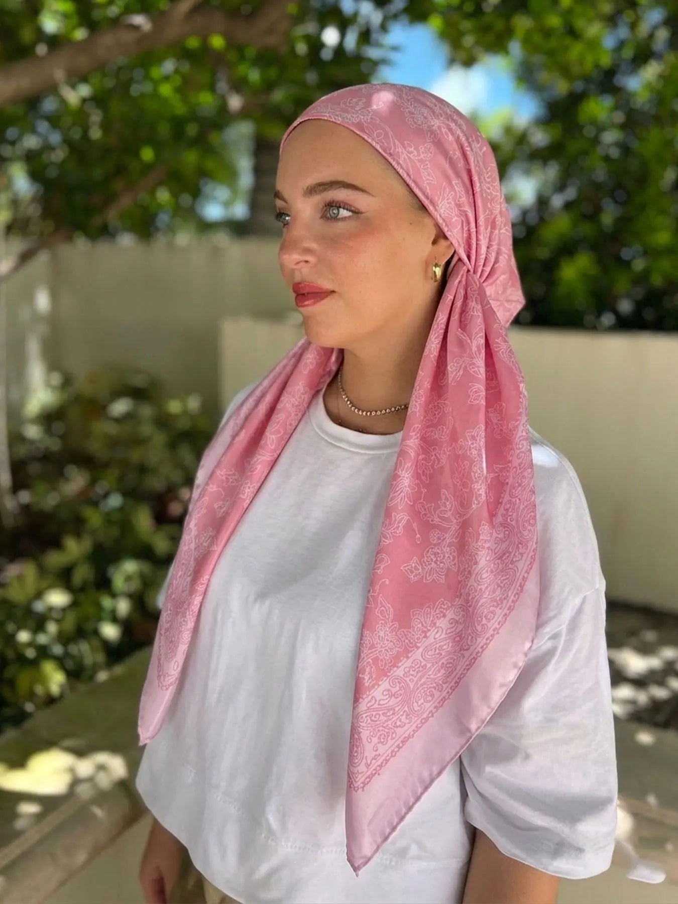 Women's Square Hijab Scarf - Color Block Print Turban