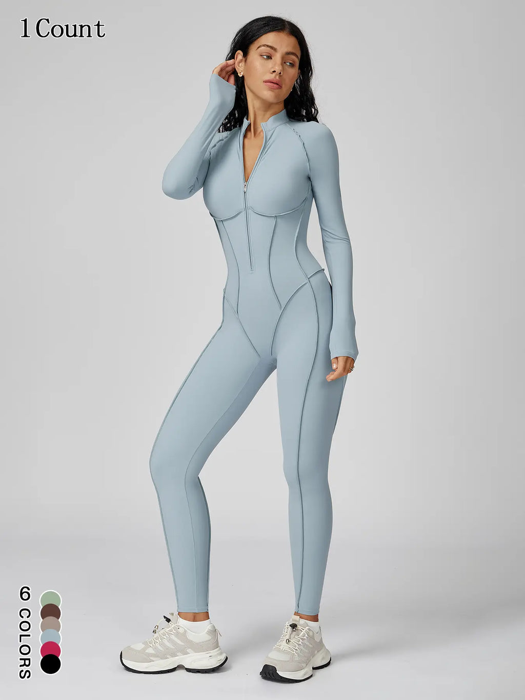 Women's Zipper Mock Neck Shapewear Bodysuit - Slim Fit