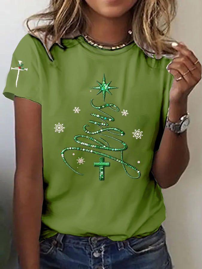 Women's Casual Christmas Jesus T-shirt
