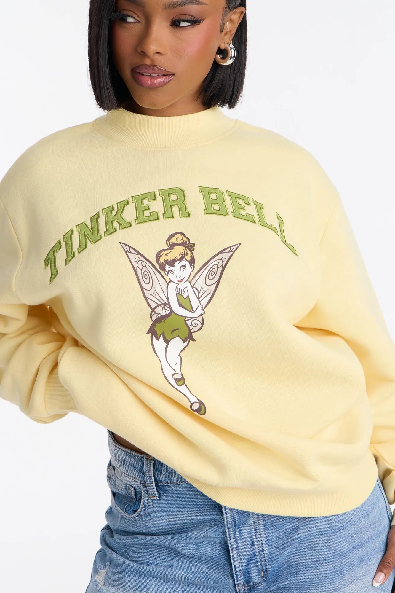 Tinkerbell Fleece Mock Neck Sweatshirt - Yellow