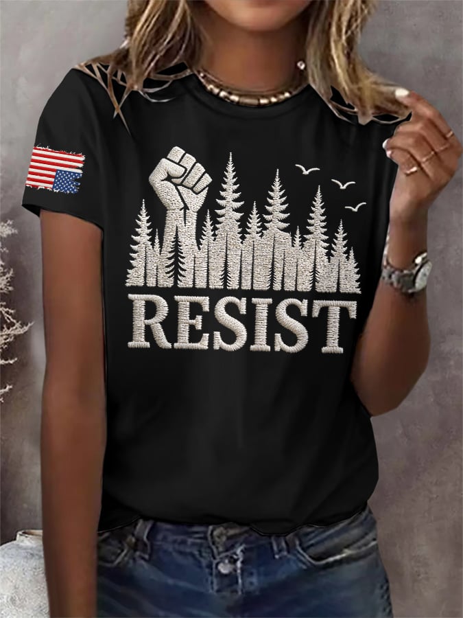 Retro Resist Save The Forest Service Print T-Shirt