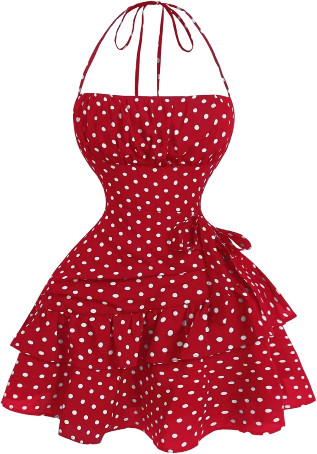 Floerns Women's Floral Halter Ruffle Tiered Cute Summer Mini Dress Milkmaid Vacation Sundress