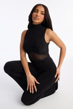 Kylie Mesh Cut Out Jumpsuit - Black
