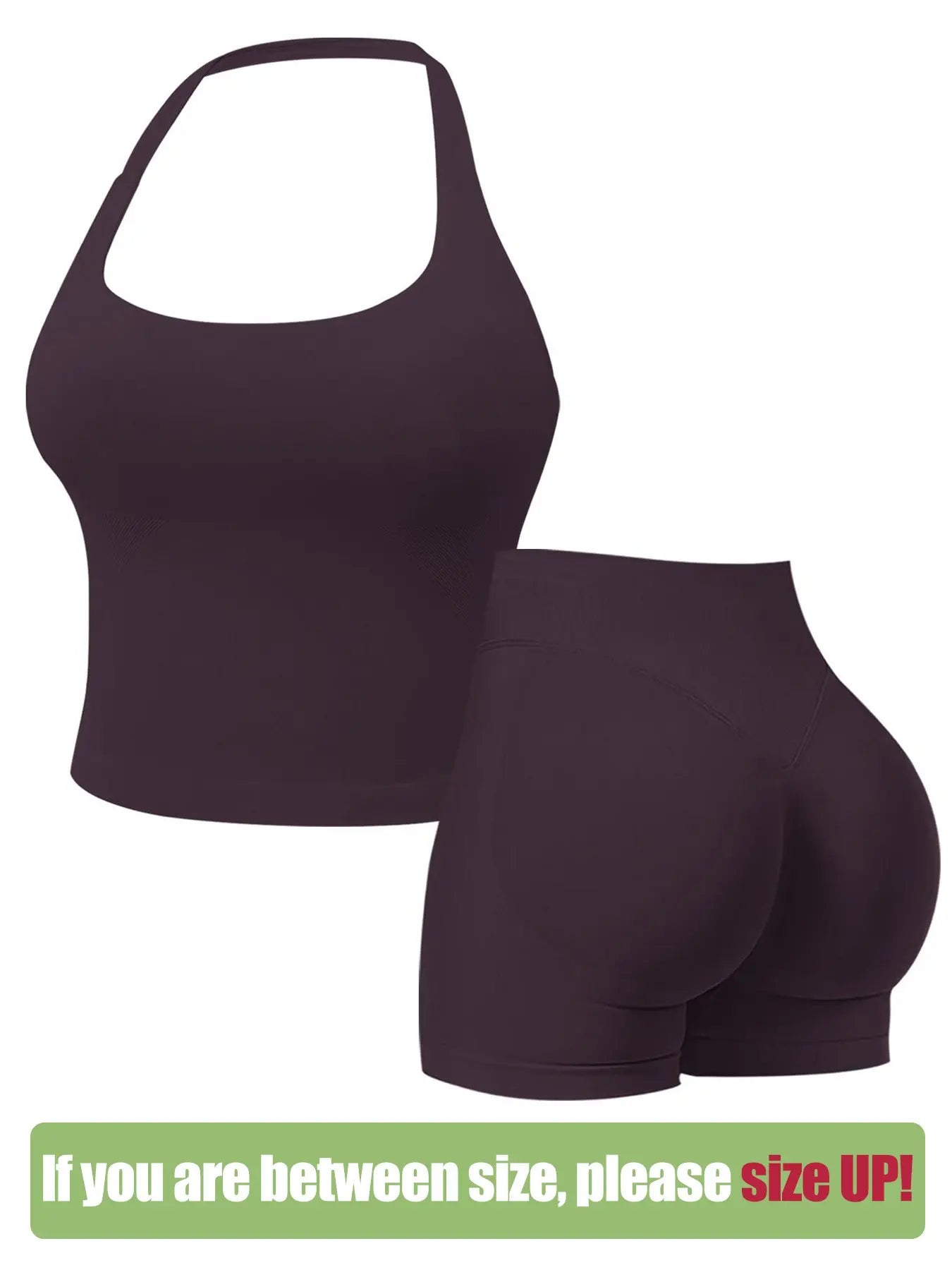Seamless Workout Sets for Women, Halter Tank Top & Gym Scrunched Shorts Sports Set, Sporty Breathable Quick Drying Outfits for Yoga Gym Workout Running, Ladies Sportswear for Summer