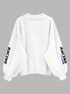 Women's Number Print V Neck Sweatshirt, Casual Long Sleeve Pullover for Fall & Winter, Women's Clothes for Daily Wear, Womenswear Tops