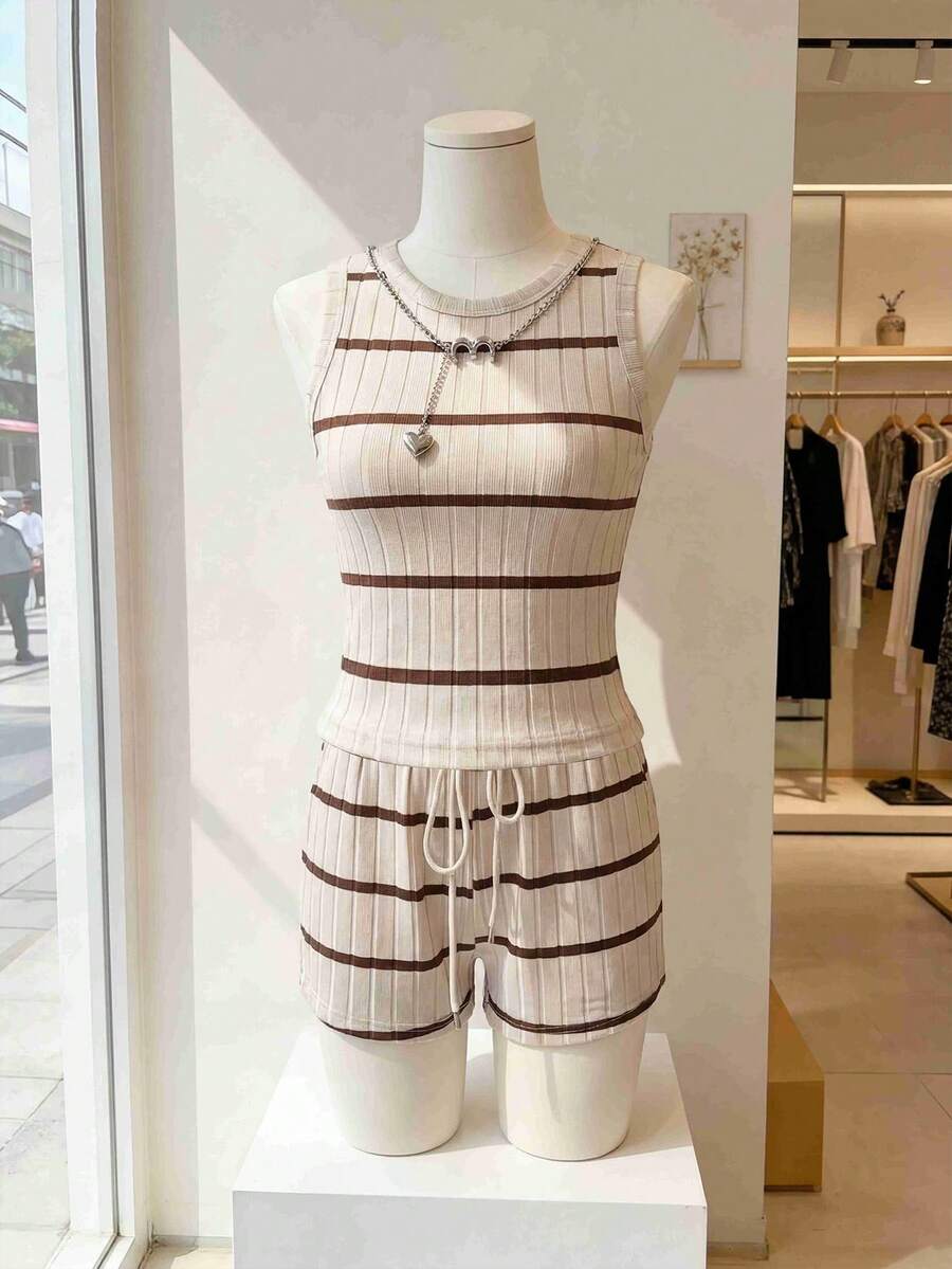 LUNE The New Spring And Summer Fashion And Casual Two Pieces Set Of White Vest And Shorts Is Selling Well