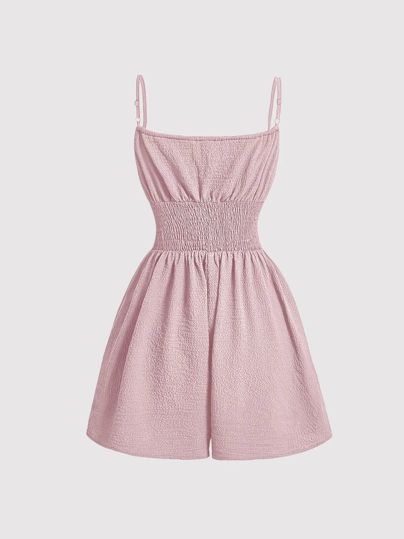 Women's Casual Sleeveless Romper with Front Tie and Elastic Waist