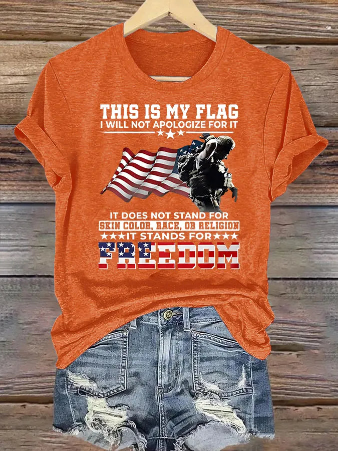 Women's  THIS IS MY FLAG Print T-Shirt