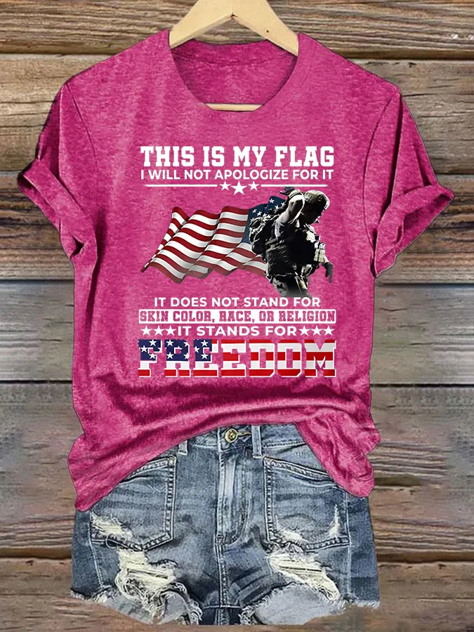 Women's  THIS IS MY FLAG Print T-Shirt