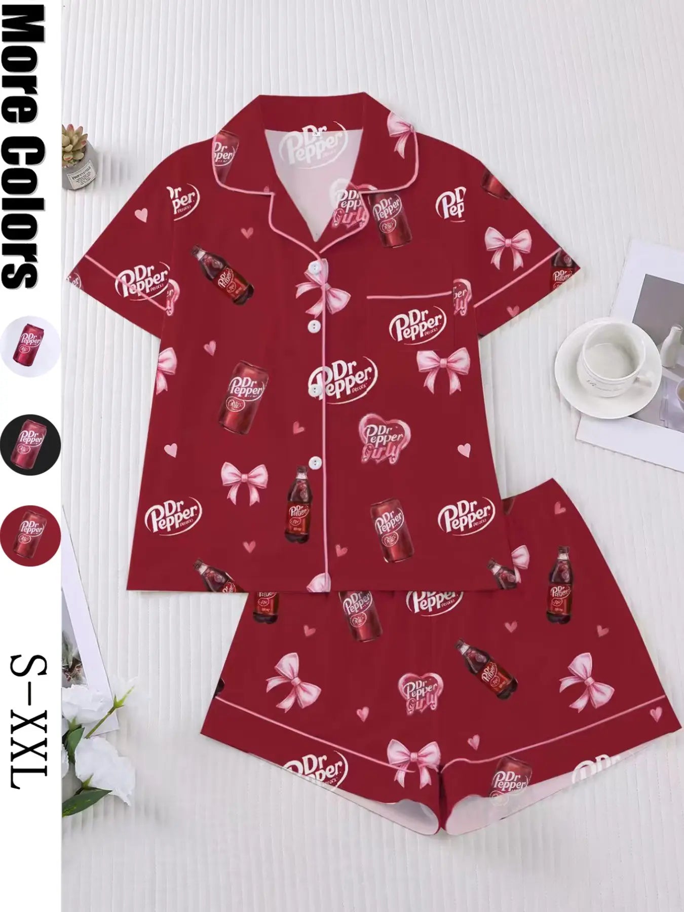 Women's Heart Bow Print Sleepwear Set
