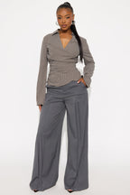 Modern Girl Ruched Pinstripe Top - Blue/combo