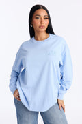 God Is Greater Oversize Long Sleeve Tee - Light Blue