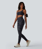 UltraSculptTM Camo Print High Waisted Tummy Control Running Leggings with Pockets