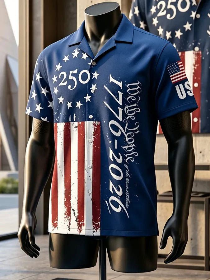 Men's America's 250th Anniversary Printed Casual Collar Shirt