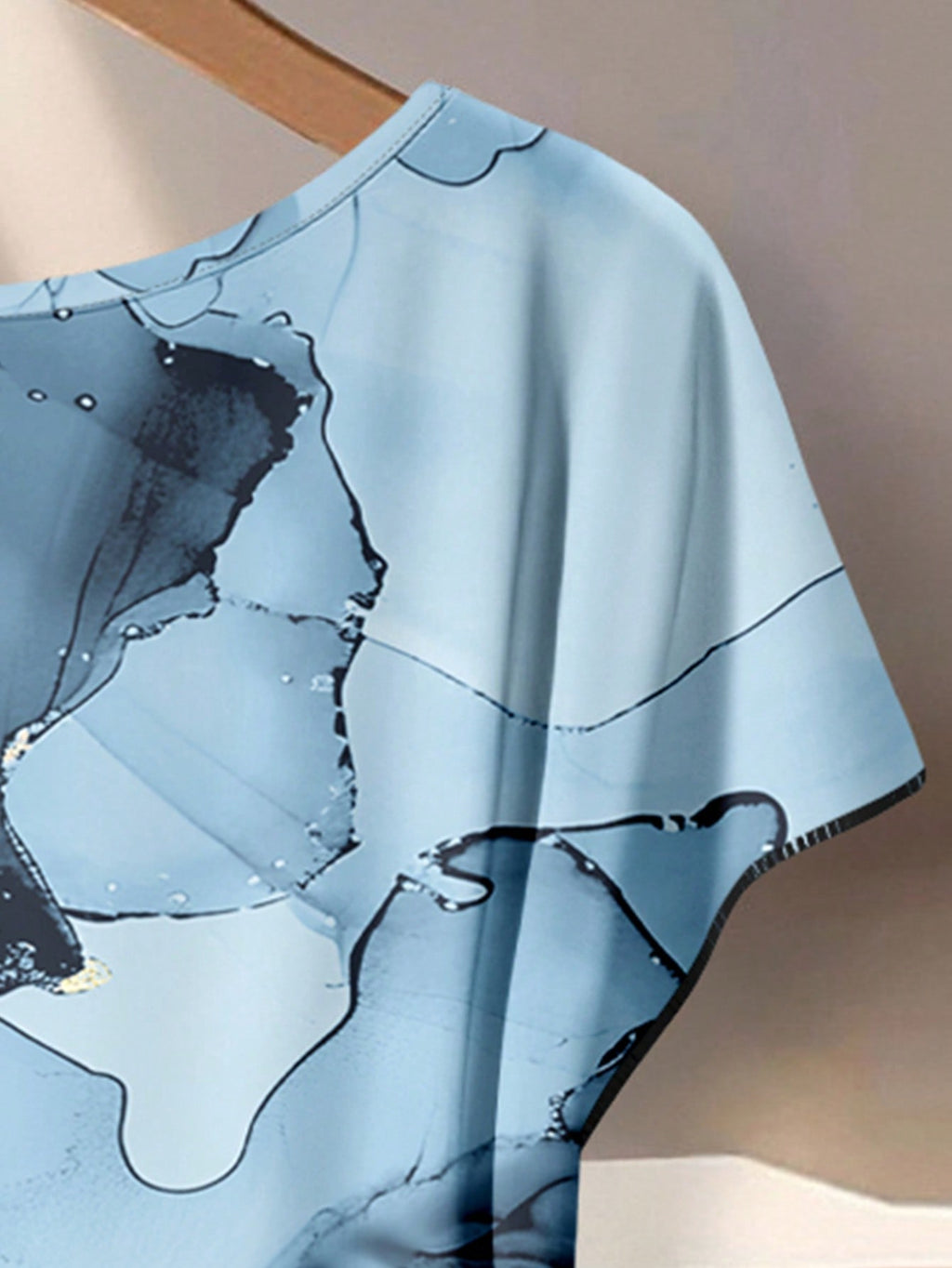 Women's Aqua Blue Summer Casual Vacation Holiday 2 Pieces Set,Abstract Floral Pattern Shirt With Tie Bow & Loose Straight Leg Pants,Vintage Style