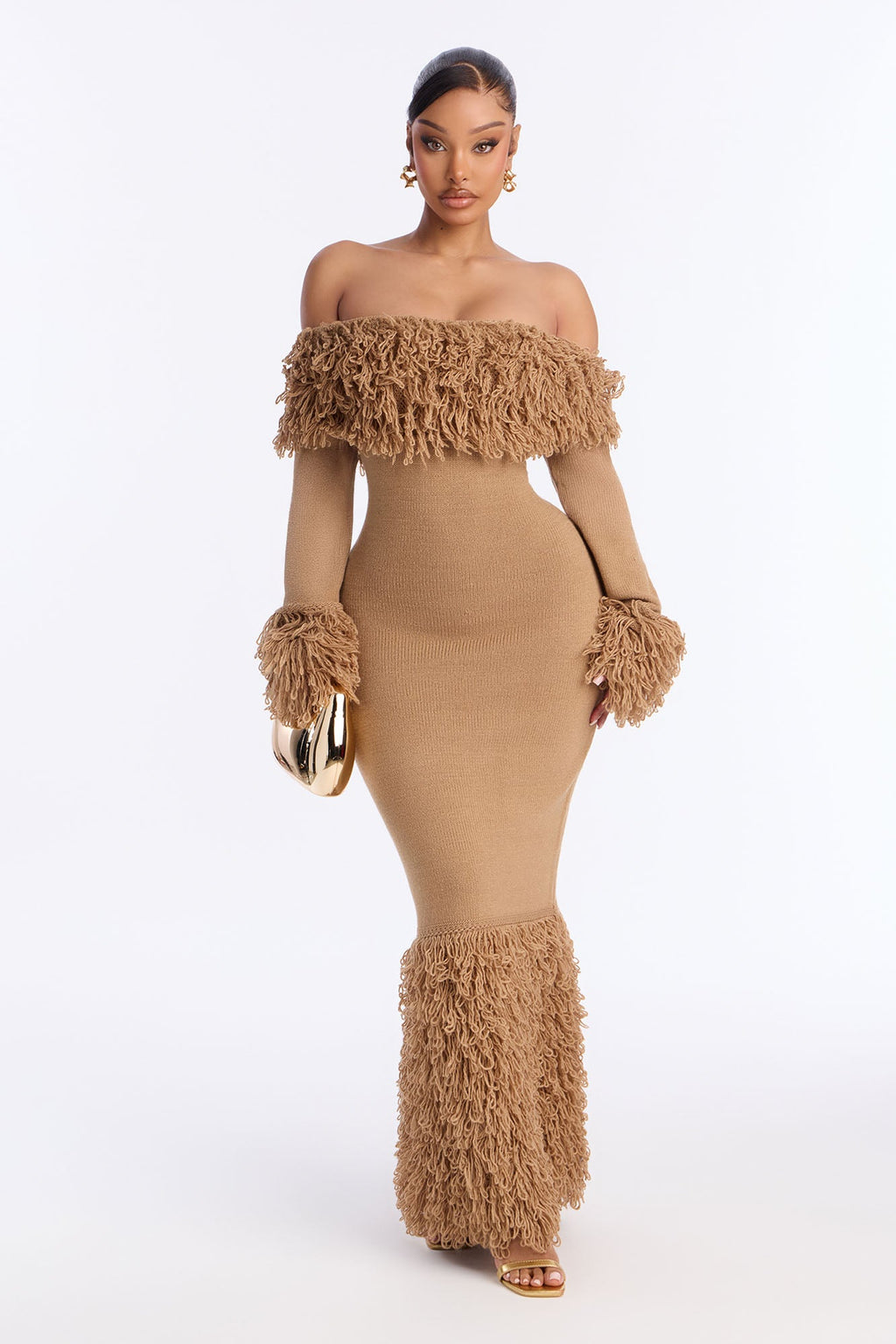 Fireside Shag Sweater Maxi Dress - Taupe