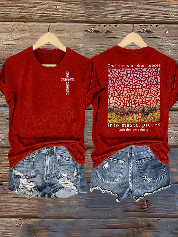 Women's  God Turns Broken Pieces Into Masterpieces Christian Tops Comfort Colors T-Shirt