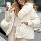 Stylish quilted jacket with faux fur collar
