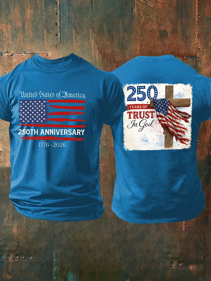 Men's Retro In God We Trust 250th Anniversary 1776-2026 Print T-Shirt