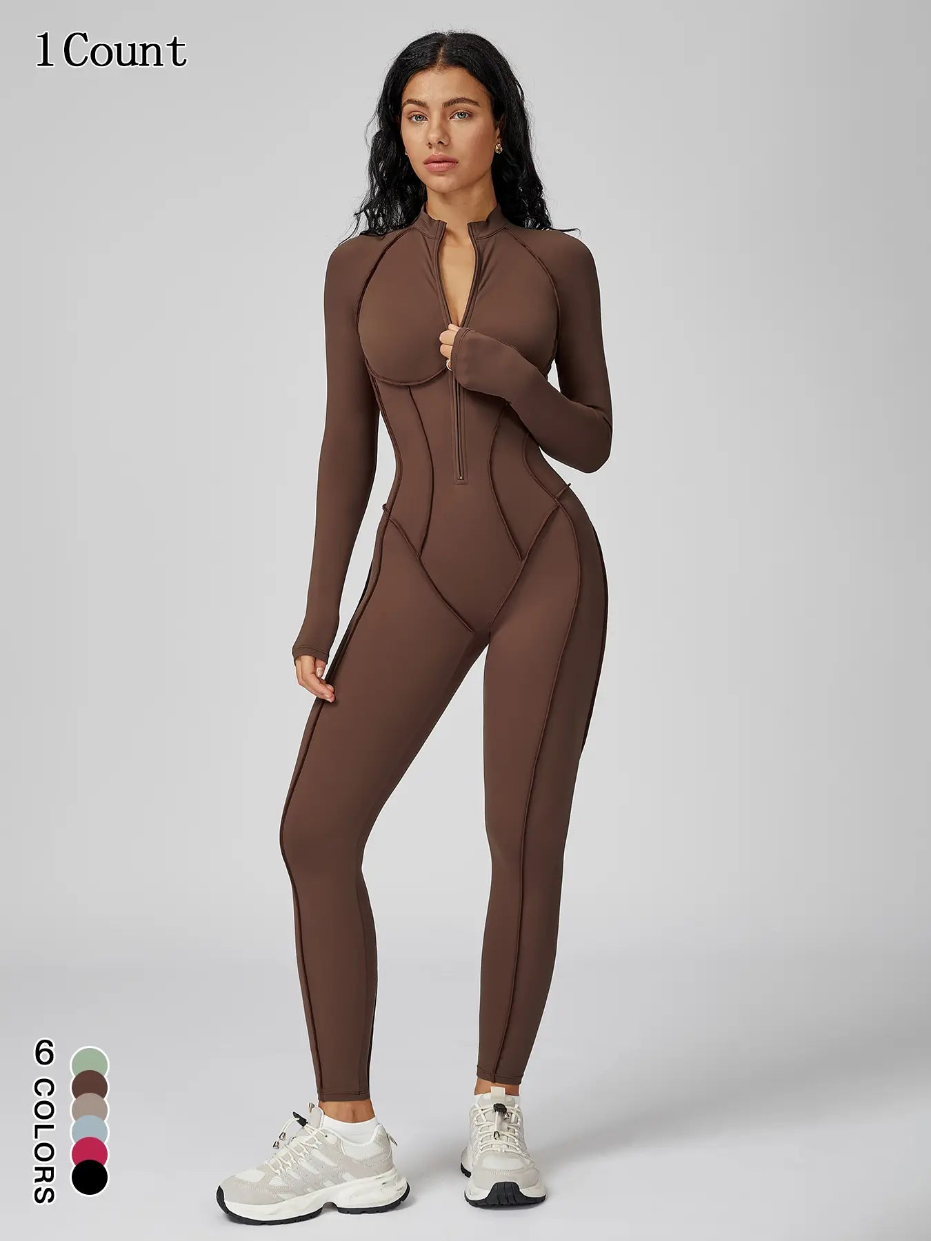 Women's Zipper Mock Neck Shapewear Bodysuit - Slim Fit
