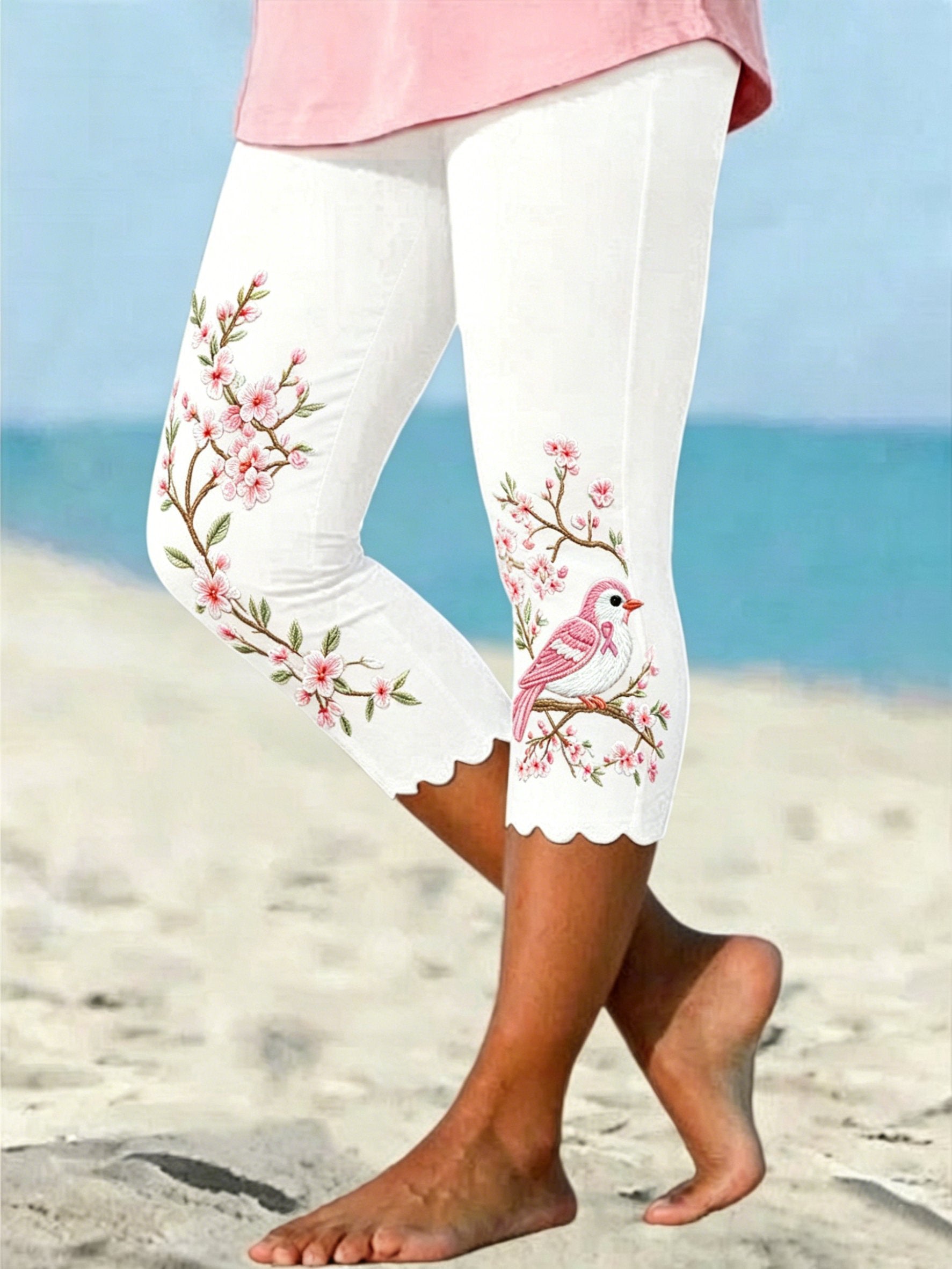 Women's Breast Cancer Awareness Print Casual Leggings