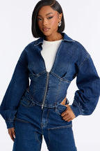 My Way Denim Barrel Pant Set - Dark Wash
