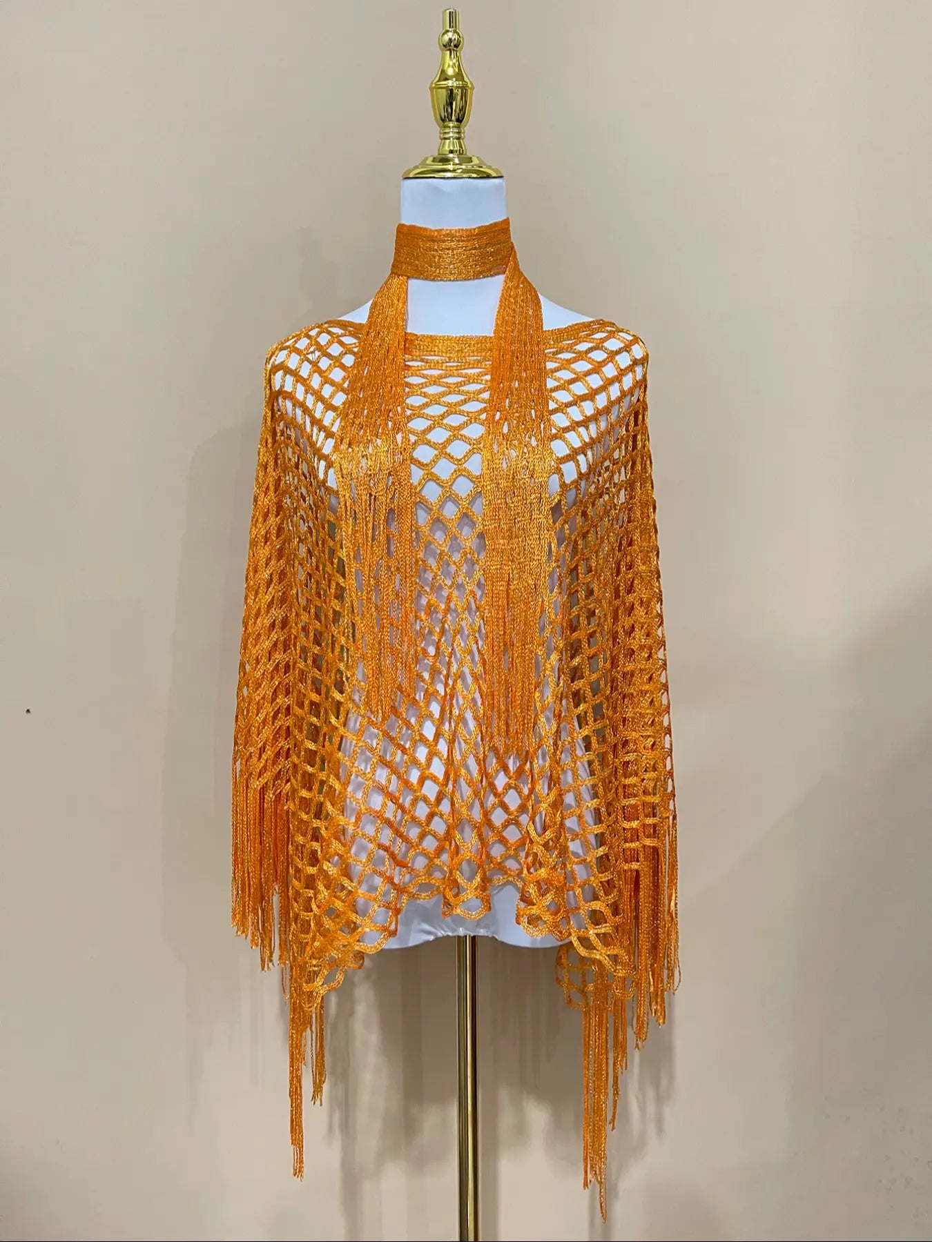 Women's Solid Color Fringe Trim Shawl & Chain Decor Poncho Set, Casual Fashionable Scarf & Cape Set for Daily Wear, Fashion Accessories for Women